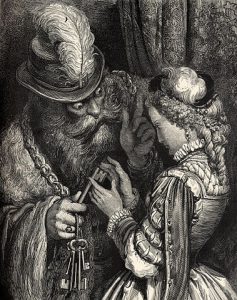 Illustration of Bluebeard by Gustav Doré, public domain on Wikimedia Commons